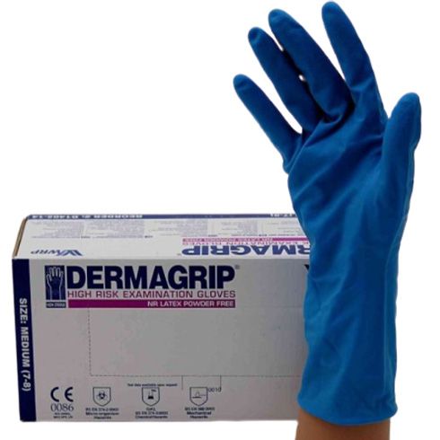 Gloves Dermagrip High Risk Blue Pk/50