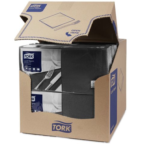 Tork 2ply Edge-Emboss Quarterfold Lunch Napkins Black Ctn/10 (477148)