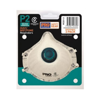 PRO P2 Respirator with Valve & Carbon Filter Pk/3