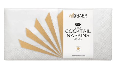 Sharp Serviettes 2ply Cocktail Black 1/4 Fold (SH24/2.4)