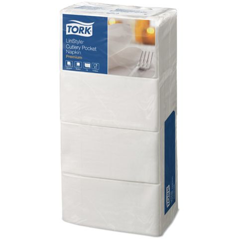 Tork 1ply Textile Feel Linstyle Cutlery Pocket Napkins White Ctn/2 (2311273)