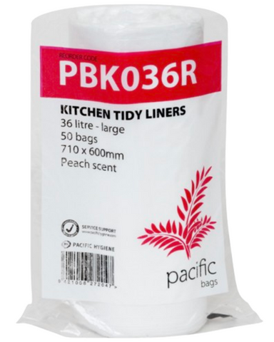 Bin Liner 36L White Scented 15mu Roll/50