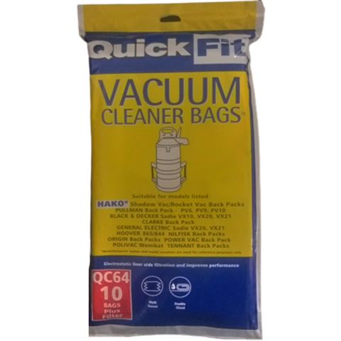 Quickfit Bag QC64 Commander Vacuum Bag Pk/10