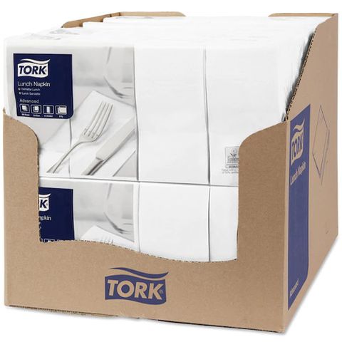 Tork 2ply Edge-Emboss 8-Fold Lunch Napkins White Ctn/10 (47740238)