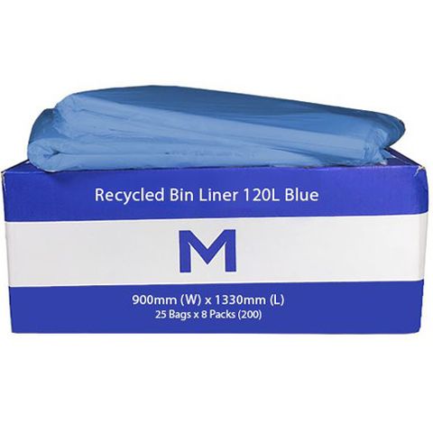 M Rubbish Bag 120L 30mu 900x1330 Blue Pk/25