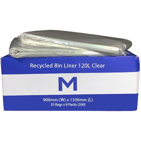 M Wheelie Bin Liner 120L Clear 30mu 900x1330 Pk/25