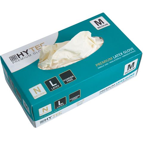 HYTEC Gloves Latex Powder Free Medium Pkt/100