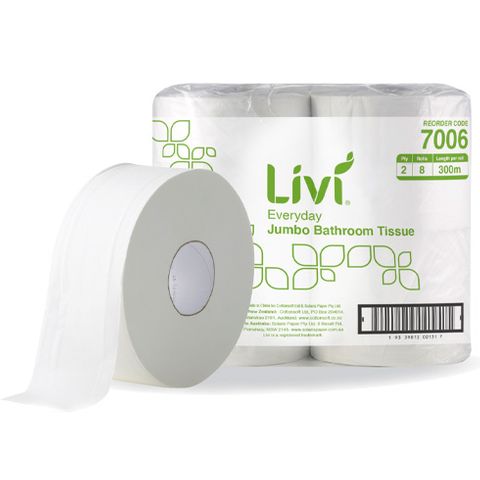 Livi Everyday 2ply Jumbo Toilet Rolls 300m Bale/8 (7006)