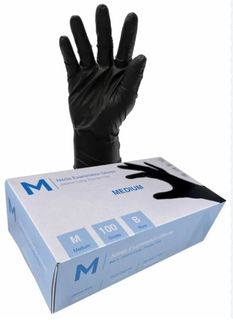 Gloves Nitrile Black P/Free Medium Pk/100