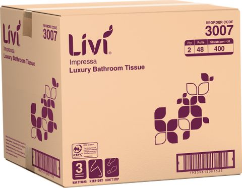 Livi Impressa Luxury 2ply 400 Sheets Toilet Rolls Bale/48 (3007)