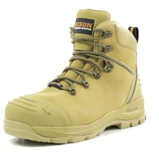Bison XT Zip Side Lace Up Saftey Boot Black - Size 10