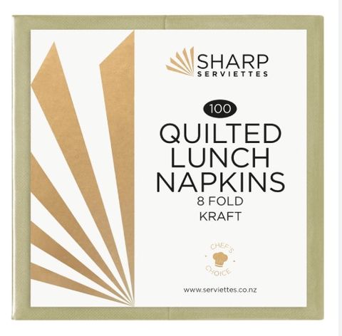 Sharp Kraft 2ply Quilted Lunch Napkins 1/8 Fold Ctn/2000