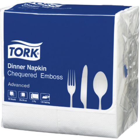 Tork 2ply 8F Chequered Emboss Dinner White 960/carton (2314369)