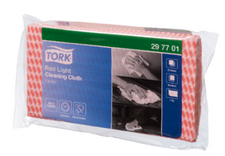 Tork 1ply Red Cleaning Cloths Pkt/25 (297701)