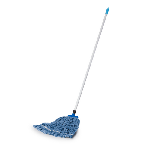 Browns 1.4m x 25mm White Fibre Glass TC Mop Blue HANDLE