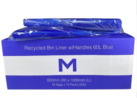 M Rubbish Bag 60L 650x900 30mu Blue Pk/50