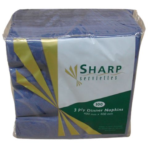 Sharp Serviettes Dinner 3 Ply Dark Blue 1/4 Fold (SH40/3)