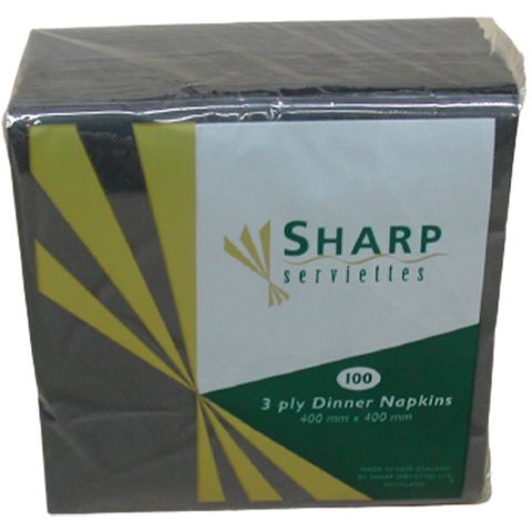 Sharp Serviettes 3 Ply Black 1/4 Fold (SH40/3)