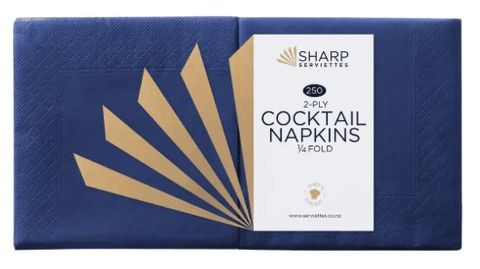 Sharp Serviettes 2 Ply Cocktail Blue 1/4 Fold (SH24/2)