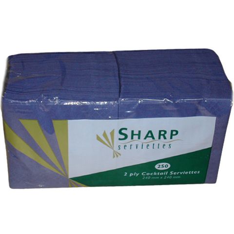 Sharp Serviettes 2 Ply Cocktail Blue 1/4 Fold (SH24/2)
