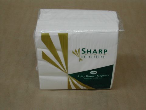 Sharp Serviettes 3 Ply White (SH40/3)