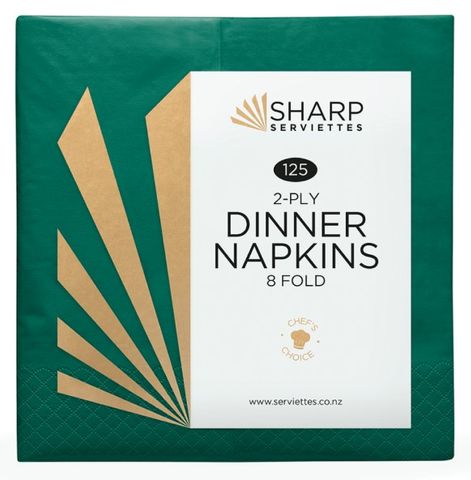 Serviettes 1/8 2ply Fold Dinner Green (2.8)