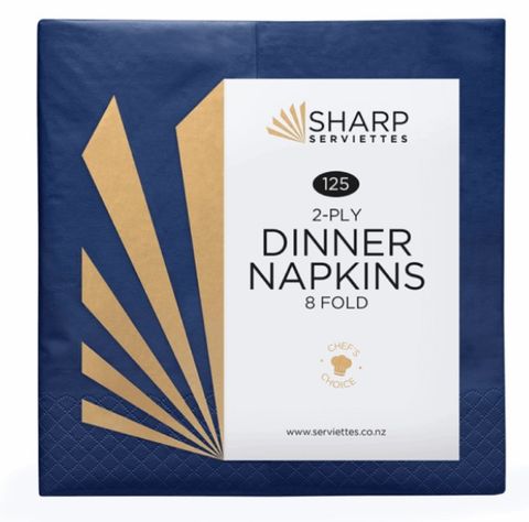 Serviettes 1/8 2Ply Fold Dinner Blue
