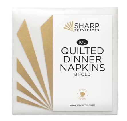 Sharp Serviettes 2 Ply Dinner Quilted White1/8 Fold Ctn/1000 (SH40/Q/8F)