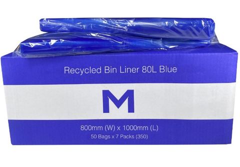 M Rubbish Bag 80L 30mu 800x100 Blue Pk/50