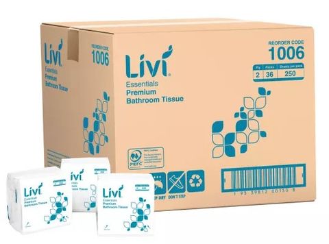Livi Essentials 2ply Premium Interleave Toilet Tissues Ctn/36 (1006)