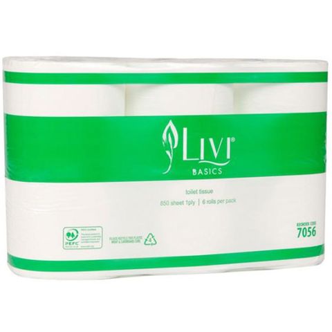 Livi Everyday 1ply Extra Long 850 Sheets Toilet Rolls Bale/48 (7056)