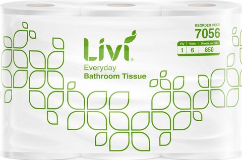 Livi Everyday 1ply Extra Long 850 Sheets Toilet Rolls Bale/48 (7056)