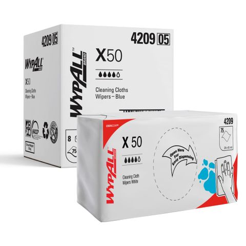 KC Wypall X50 Single Sheet Wipers Blue Ctn/8 (4209)