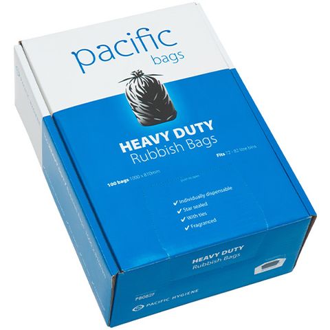 Rubbish Bag 82L 30mu 810x1000 Black Dispenser Box/100