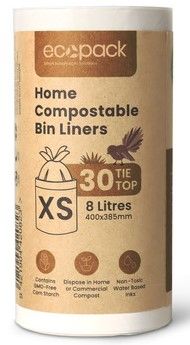 Ecopack Bin Liner 8L Compostable Roll/30