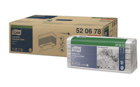 Tork W4 1ply 520 Folded Industrial Cleaning Cloths Grey Ctn/5 (520678)