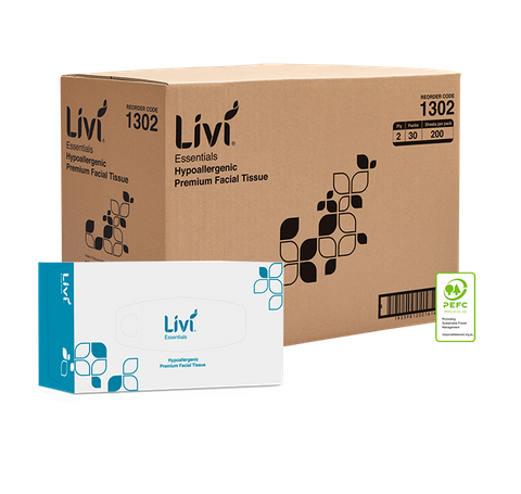 Livi 2ply Facial Tissues 200's Ctn/30 (1302)