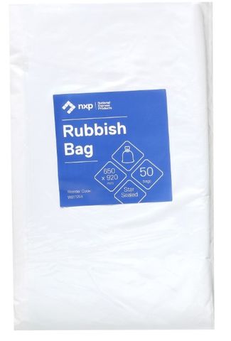 NXP Rubbish Bag 80L 920x650 40mu White Pk/50
