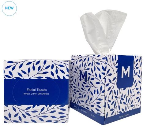 M Cube Facial Tissues White 2 Ply 90 Sheets Ctn/36