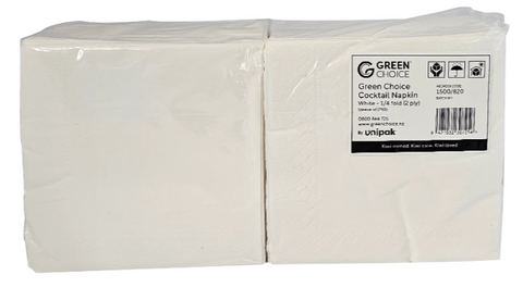 Cocktail Napkins 1/4 Fold White 2ply Box/2000 sheets