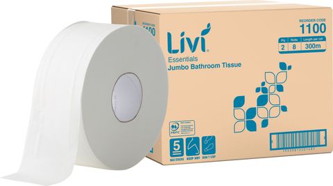 Livi Essentials 2ply Jumbo Toilet Rolls Ctn/8 (1100)