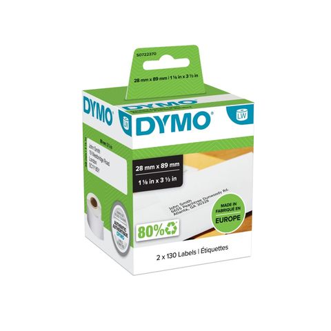 Dymo LabelWriter Address Labels Standard 28mm x89mm Box/260