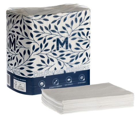 M White Dispenser Napkins 210x330mm 1ply CTN/6000