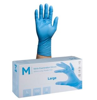 Gloves Nitrile P/Free Blue Large Long Cuff Pk/100