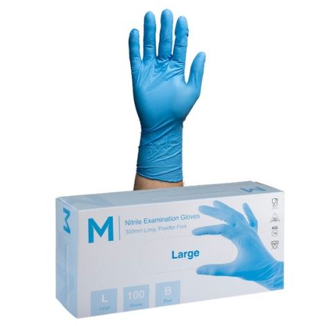 Gloves Nitrile Blue P/Free Small Long Cuff Pk/100