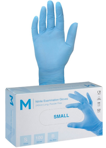 Gloves Nitrile Blue P/Free 3g Pk/100