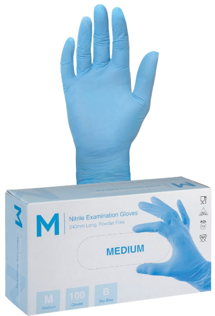 Gloves Nitrile Blue P/Free 3g Pk/100