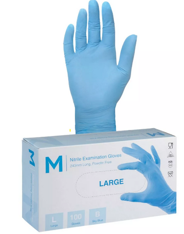 Gloves Nitrile Blue P/Free 3g Pk/100