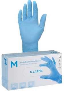 Gloves Nitrile Blue P/Free X-Large 3g Pk/100