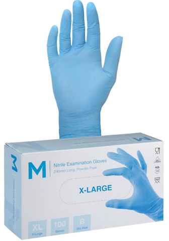 Gloves Nitrile Blue P/Free 3g Pk/100